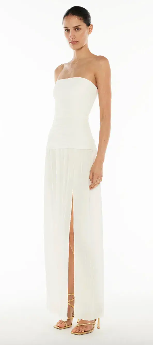 MANNING CARTELL DOUBLE TIME PLEAT STRAPLESS MAXI DRESS in WHITE AU 8 - Image 1