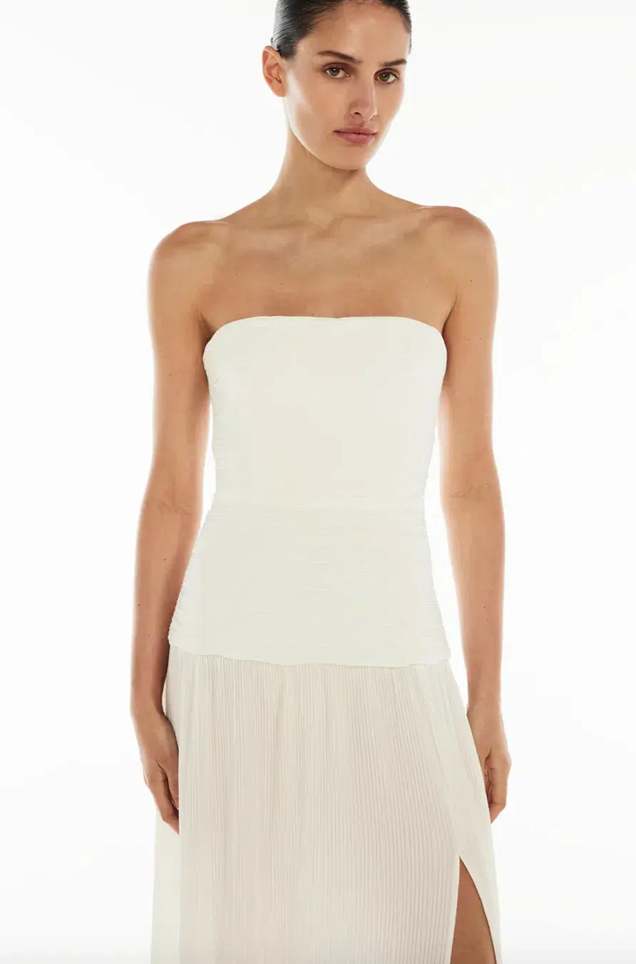 MANNING CARTELL DOUBLE TIME PLEAT STRAPLESS MAXI DRESS in WHITE AU 8 - Image 4