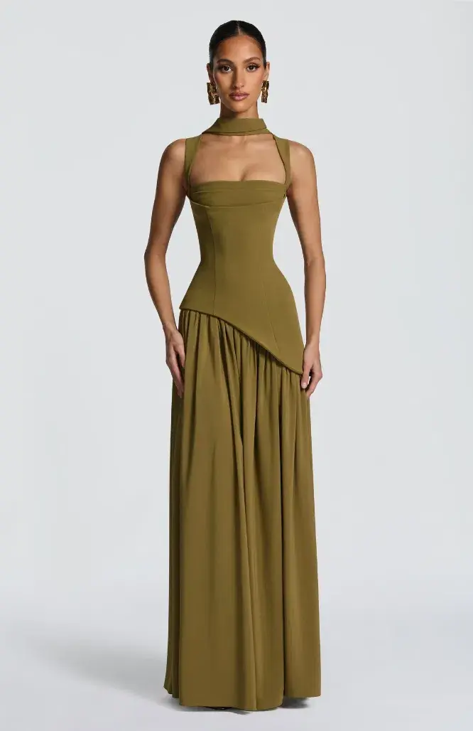 BABYBOO TULLULAH MAXI DRESS DEEP OLIVE SIZE S - Image 2