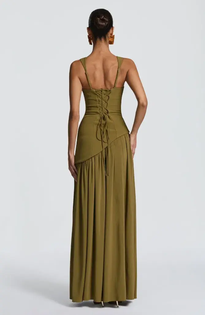 BABYBOO TULLULAH MAXI DRESS DEEP OLIVE SIZE S - Image 3