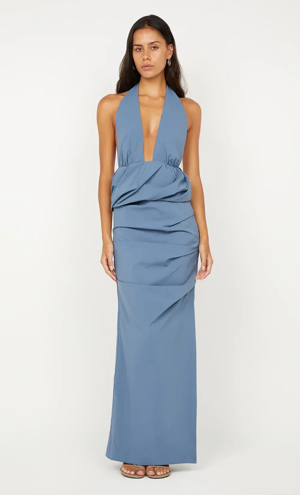 PRISCILLA BUBBLE MAXI DRESS SIZE 6 STEEL BLUE - Image 1