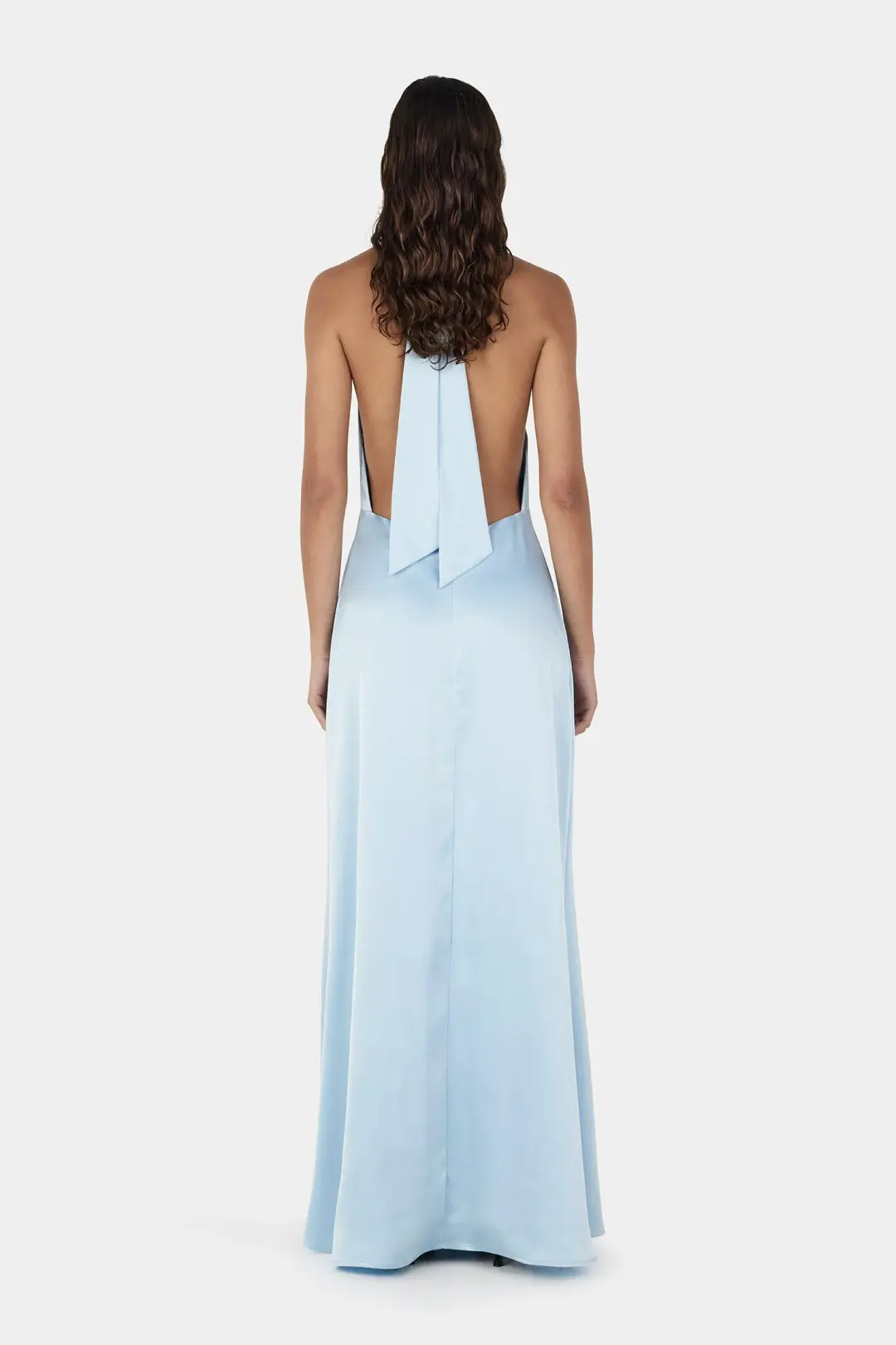 Hansen And Gretel Petra Satin Backless Gown Sky Blue Size 10 for rent on The Volte - main image