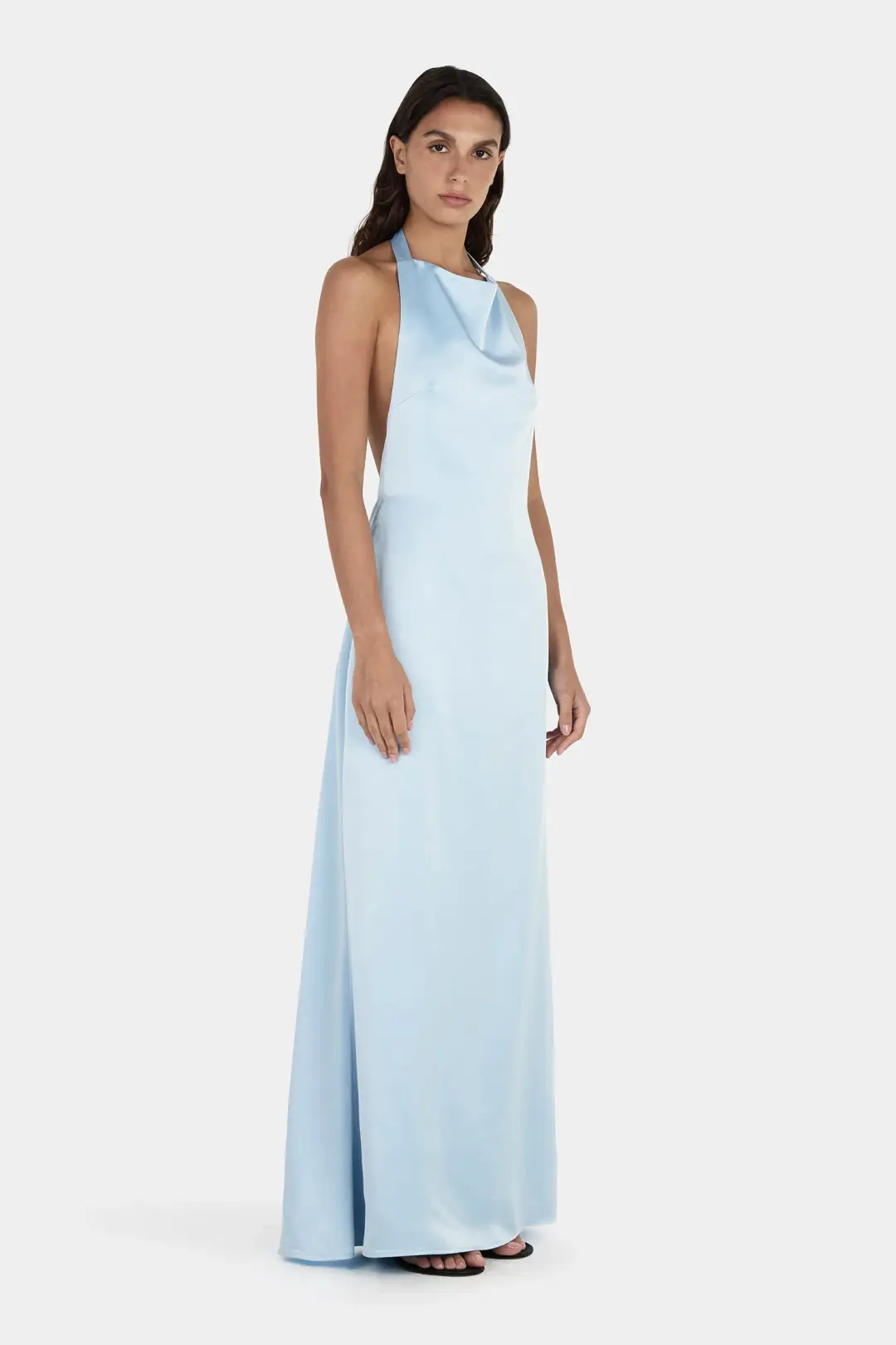 Hansen And Gretel Petra Satin Backless Gown Sky Blue Size 10 for rent on The Volte - main image