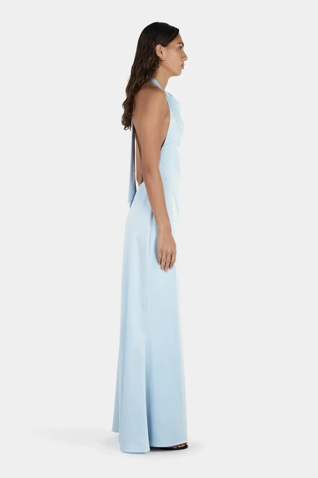 Hansen And Gretel Petra Satin Backless Gown Sky Blue Size 10 for rent on The Volte - main image
