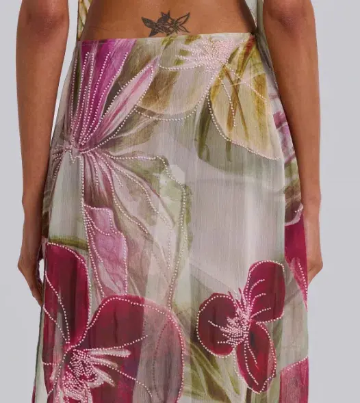 Jaded London Dahlia Hand-Beaded Backless Chiffon Maxi Dress in Rosa - Image 4