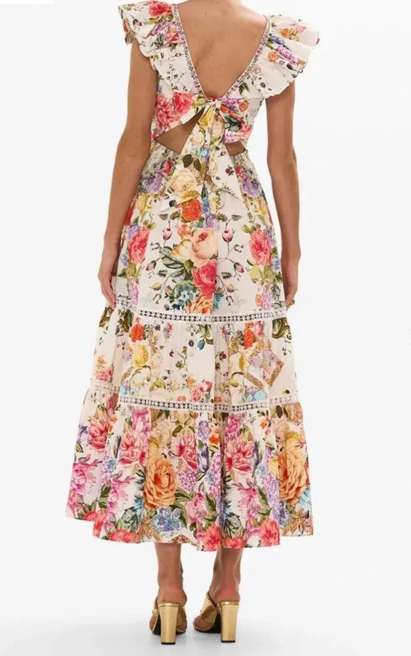 Camilla Tiered Dress With Neck Frill Sew Yesterday Size XL (16) - Image 3
