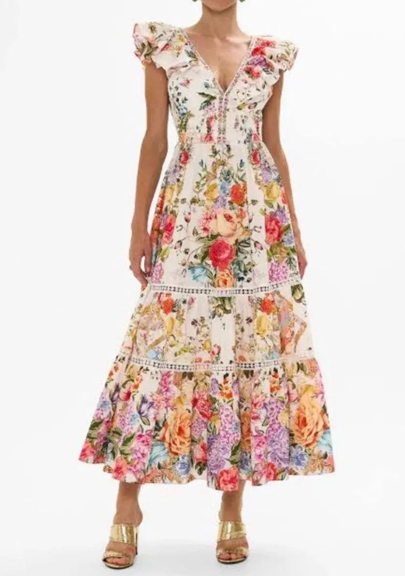 Camilla Tiered Dress With Neck Frill Sew Yesterday Size XL (16) - Image 1