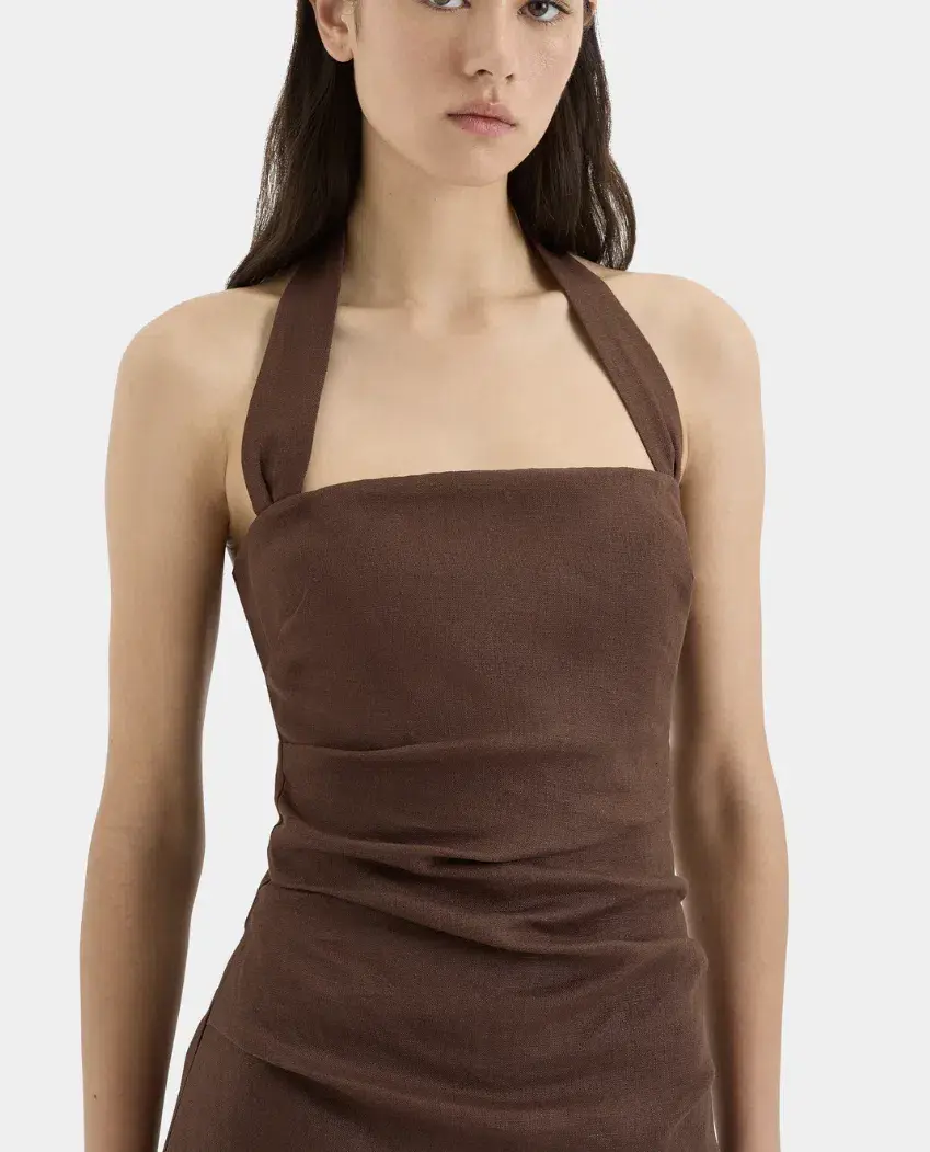 Sir the Label Noemi Halter Minis Dress in Chocolate in size 3/12AU - Image 3