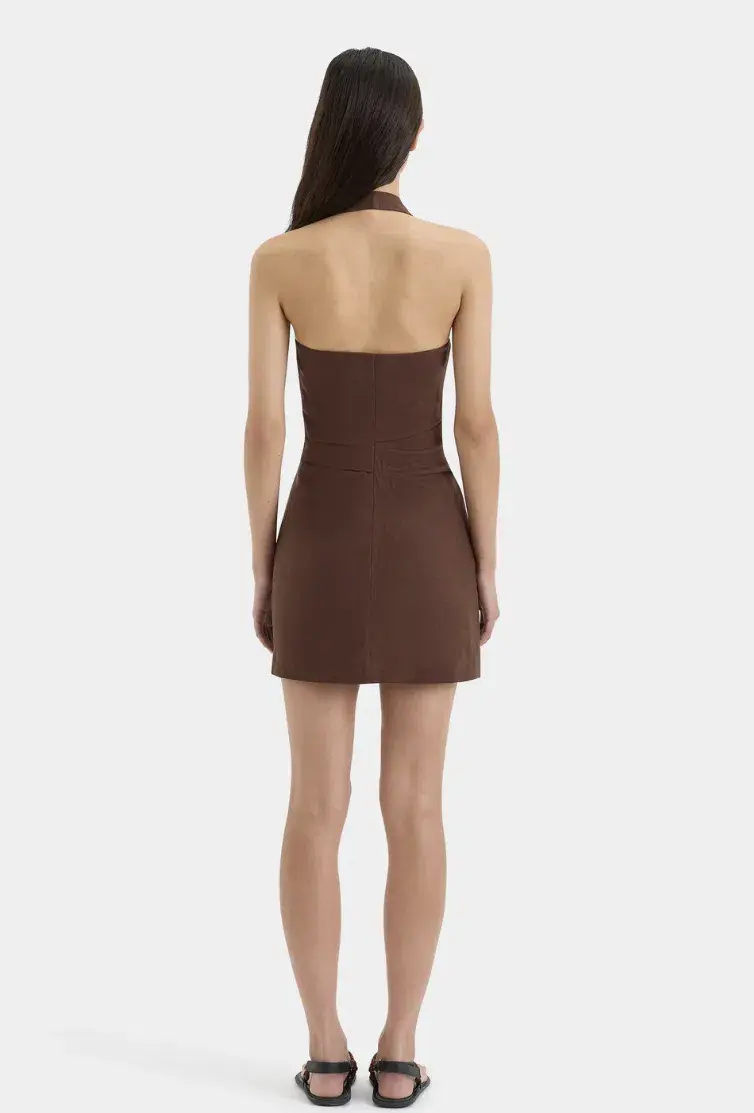 Sir the Label Noemi Halter Minis Dress in Chocolate in size 3/12AU - Image 2