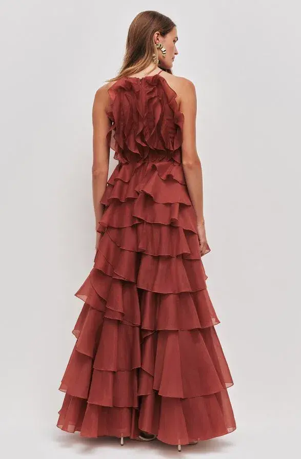 Aje Cleo Gown in Rust Size 10 - Image 3