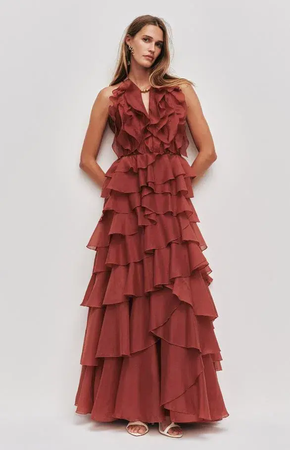 Aje Cleo Gown in Rust Size 10 - Image 1