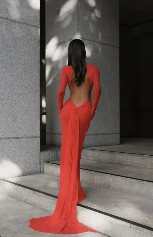 Effie Kats Monaco Gown Red Size 8/S for rent on The Volte - main image