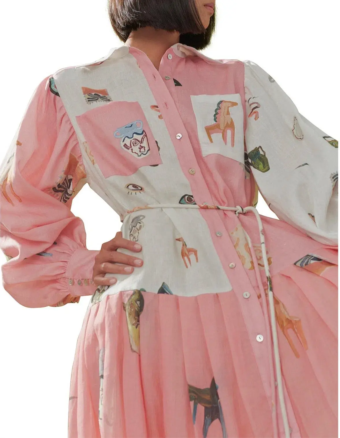 ALEMAIS CLEO PATCHWORK SHIRTDRESS MULTI SIZE 8 Fit 10 & 12 - Image 5