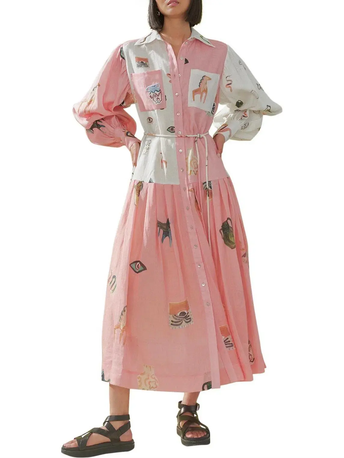 ALEMAIS CLEO PATCHWORK SHIRTDRESS MULTI SIZE 8 Fit 10 & 12 - Image 4