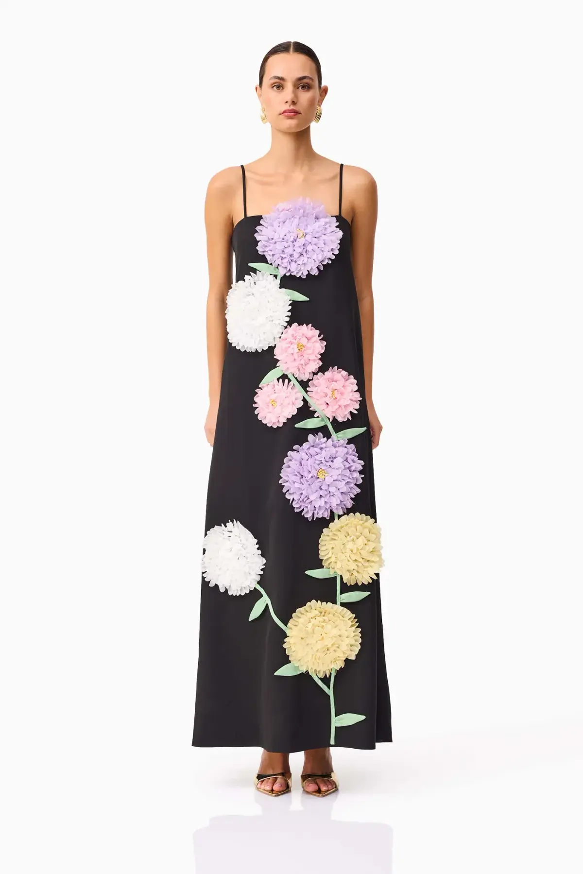 Elliatt Buttercup Embroidered Maxi Dress size 8 Black - Image 1