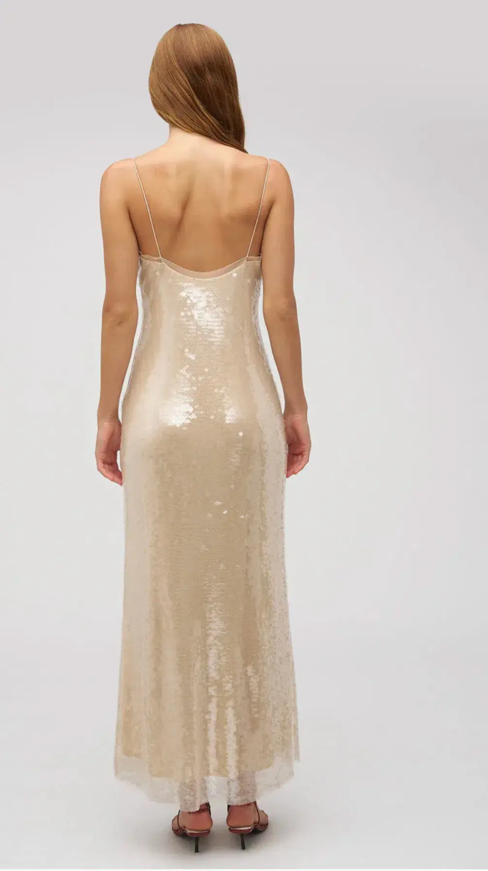 Oroton Sequin Slip Dress Champagne Size 10 for rent on The Volte - main image