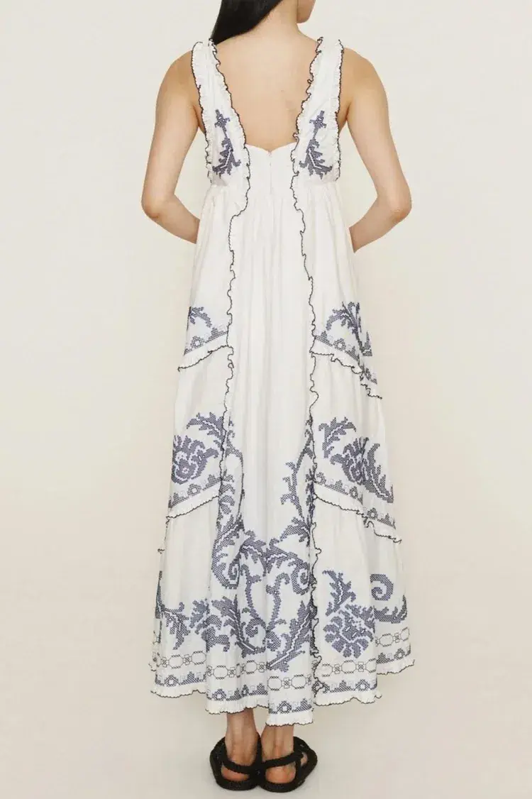 Alemais Hazel smocked embroidered midi dress size 14 - Image 5