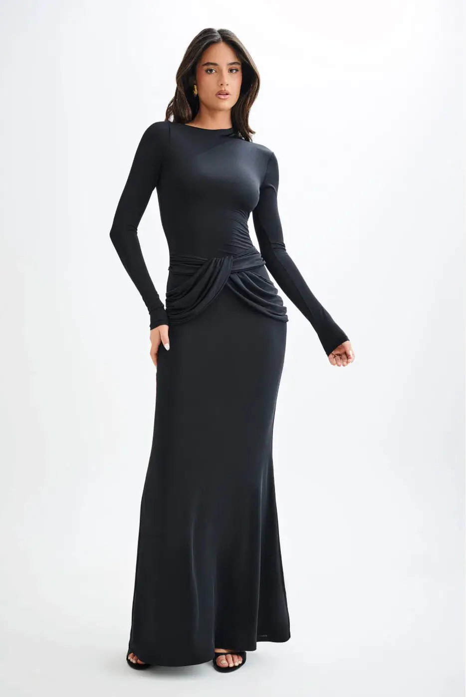Meshki Halcyon Long Sleeve Slinky Maxi Dress Black Size XS - Image 1