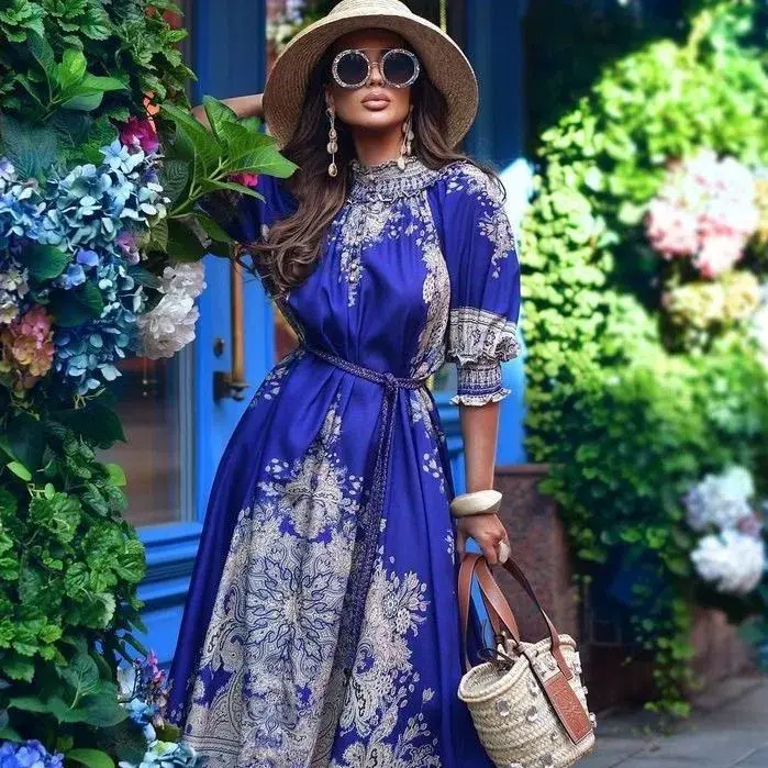 Zimmermann Anneke Swing Maxi Dress Indigo Paisley Size 3 / AU 14 - Image 3