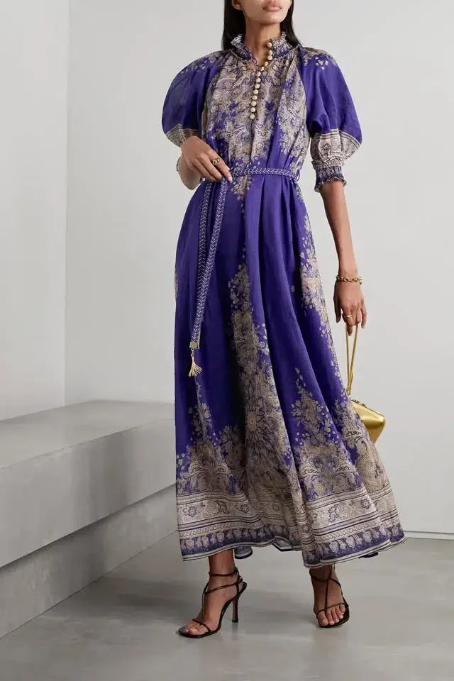 Zimmermann Anneke Swing Maxi Dress Indigo Paisley Size 3 / AU 14 - Image 1