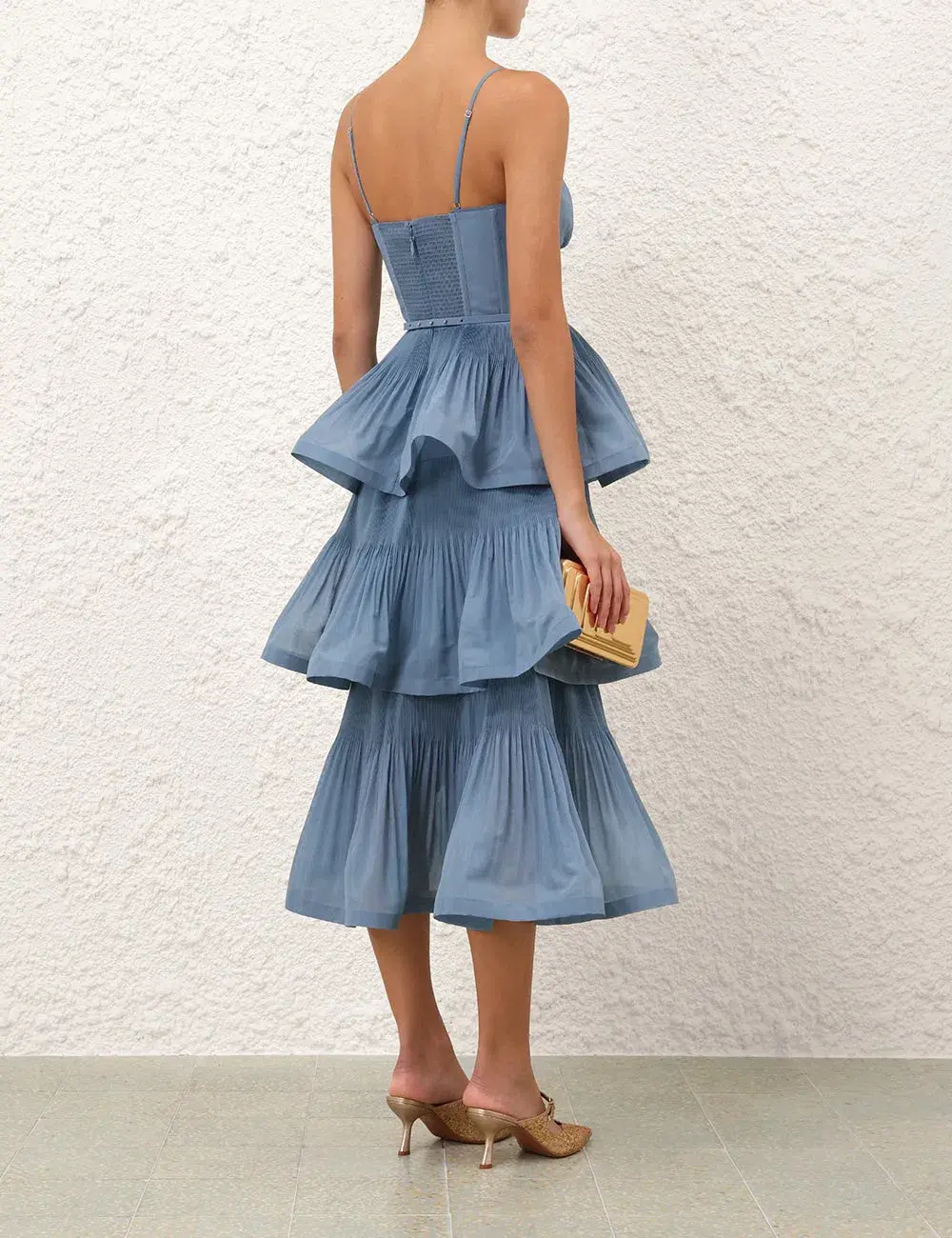Zimmermann Pleated Tiered Midi Dress; size 0 / AU 10 - Image 3