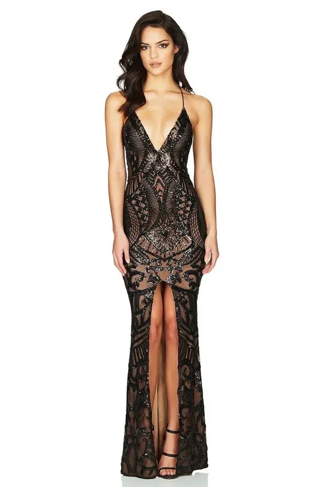 Nookie Mon Cherie Sequin Gown Black Size S - Image 1