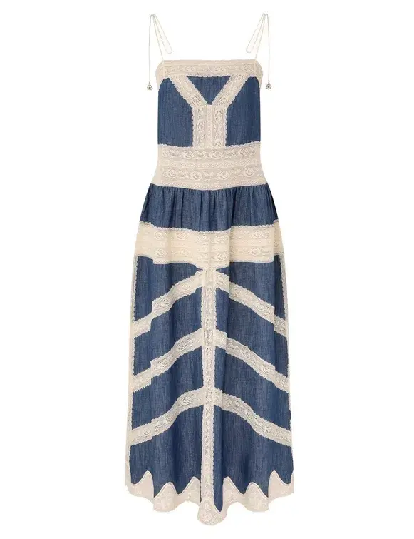 Zimmermann Awaken Denim Slip Dress Railway Blue Size 2 - Image 1
