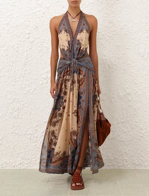 Zimmermann Ascension Plunge Halter Maxi Dress - Image 1