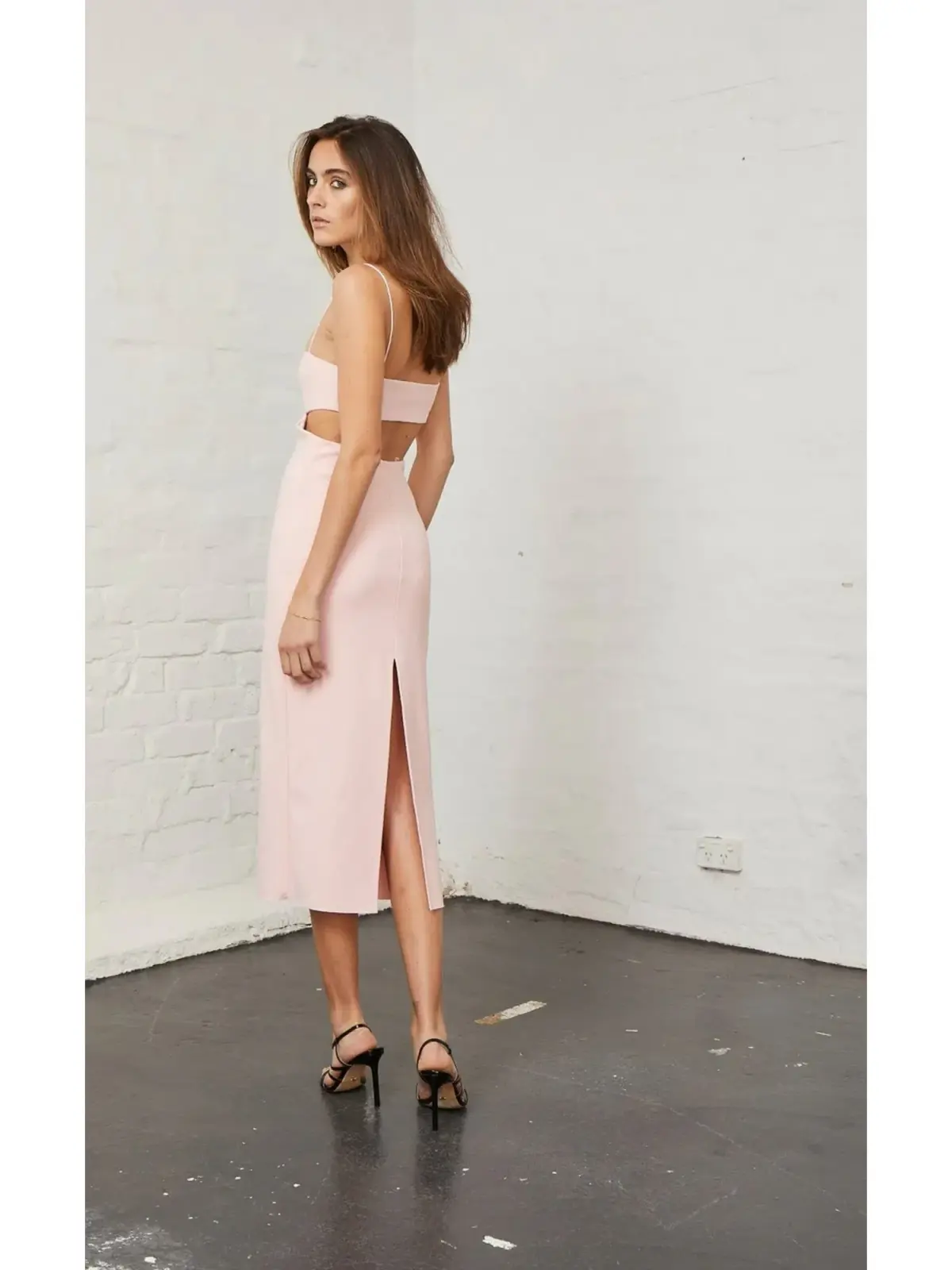 Bec & Bridge Elle Cut Midi Dress Light Blush Size AU 6 - Image 2