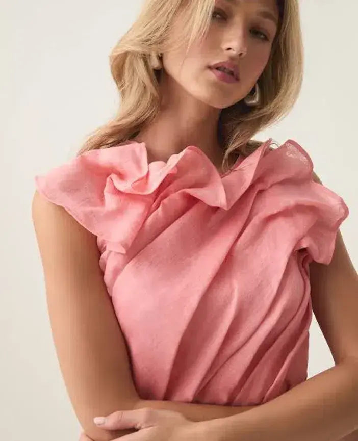 Aje Genesis Midi Dress Washed Coral Size AU 10 - Image 2