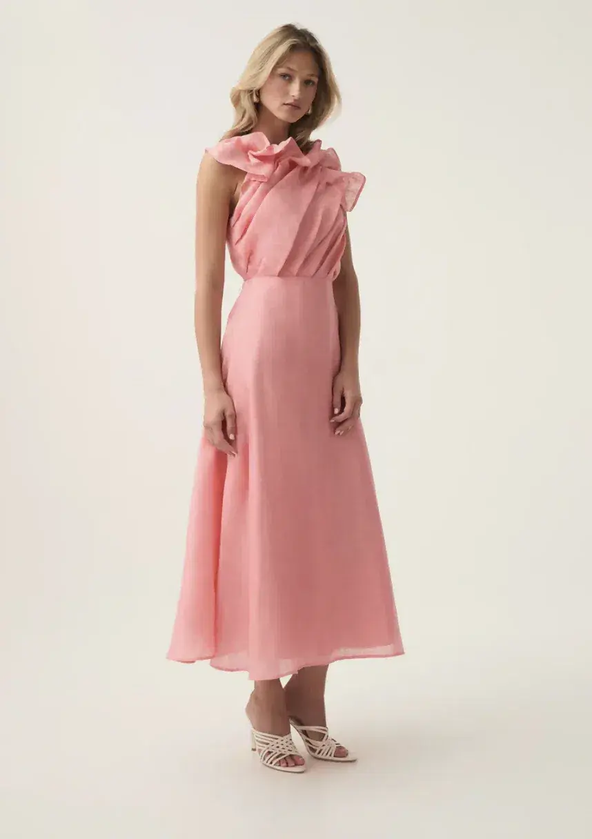 Aje Genesis Midi Dress Washed Coral Size AU 10 - Image 1