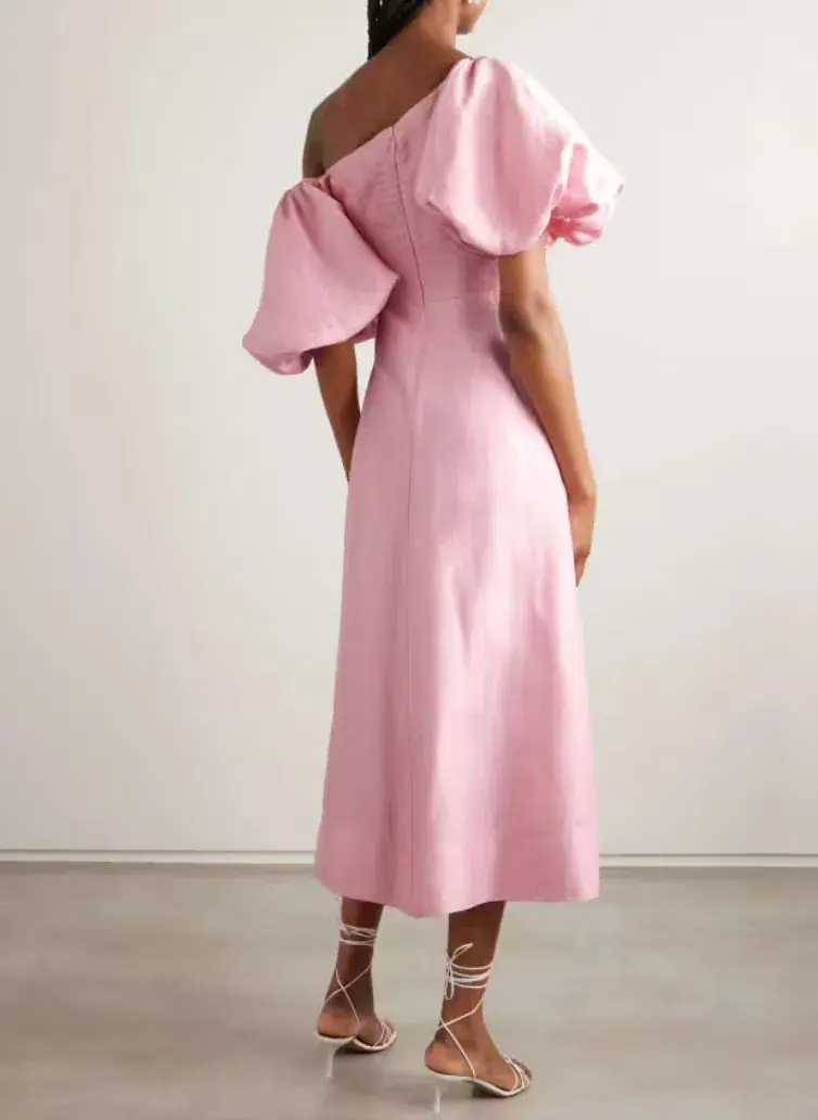 Aje Cadence Ruched Midi Dress in Ballerina Pink Size 8 - Image 3