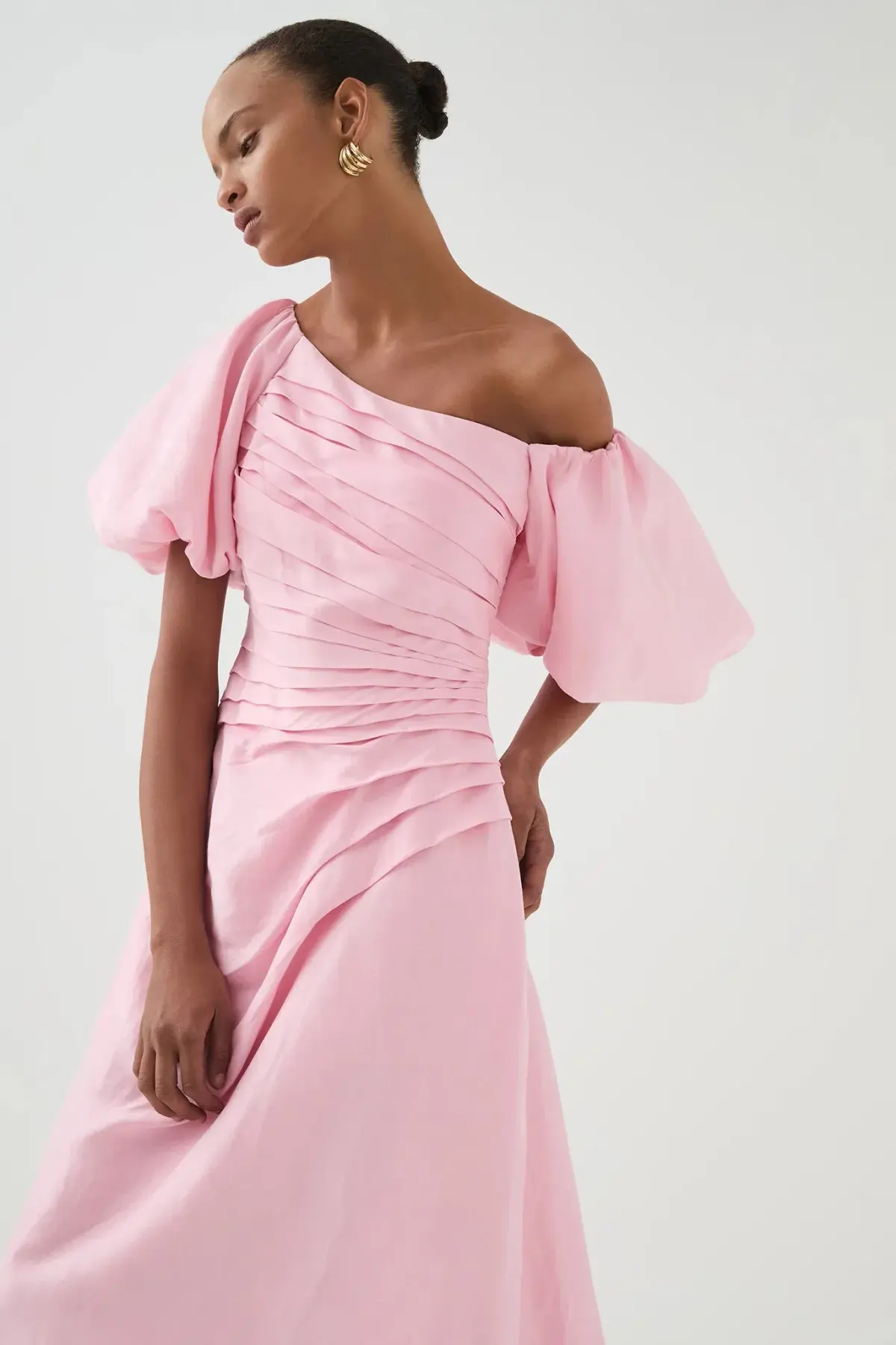 Aje Cadence Ruched Midi Dress / Pink / Size 16 - Image 5