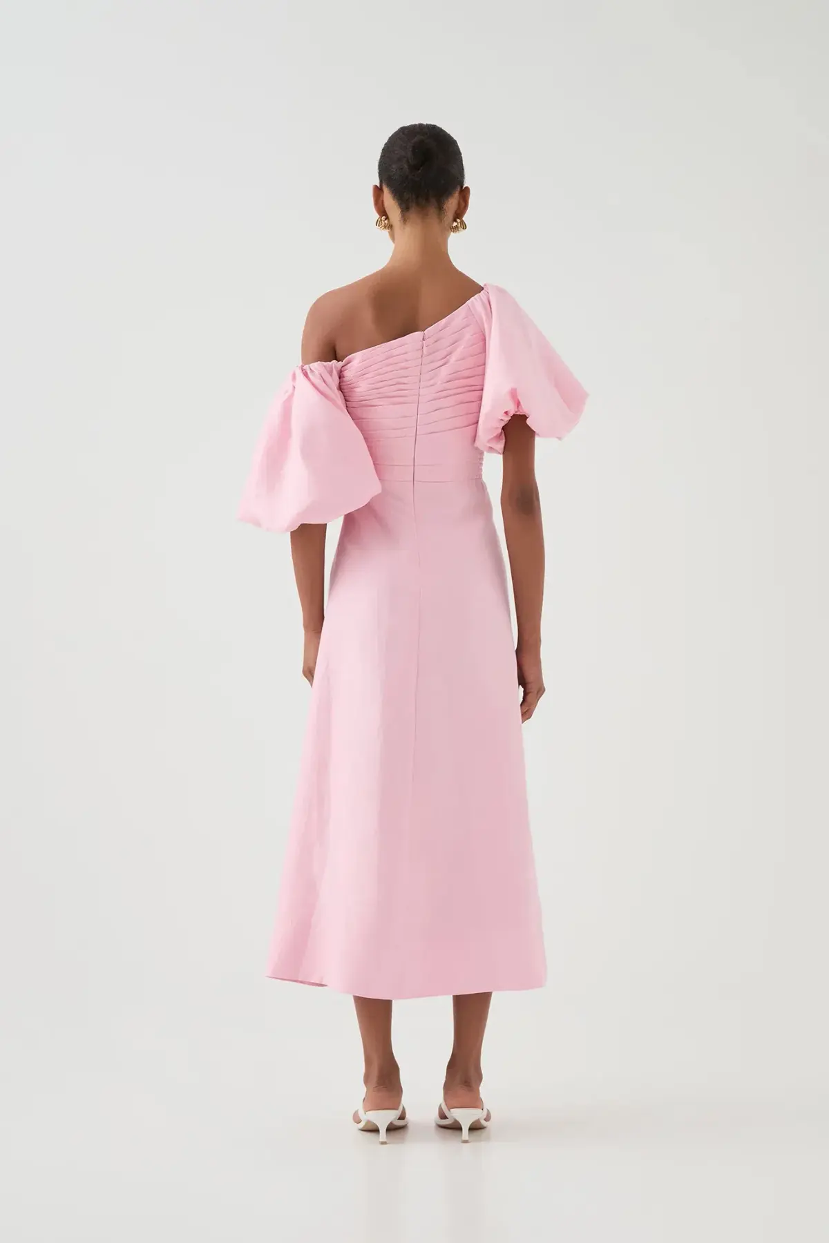 Aje Cadence Ruched Midi Dress / Pink / Size 16 - Image 4