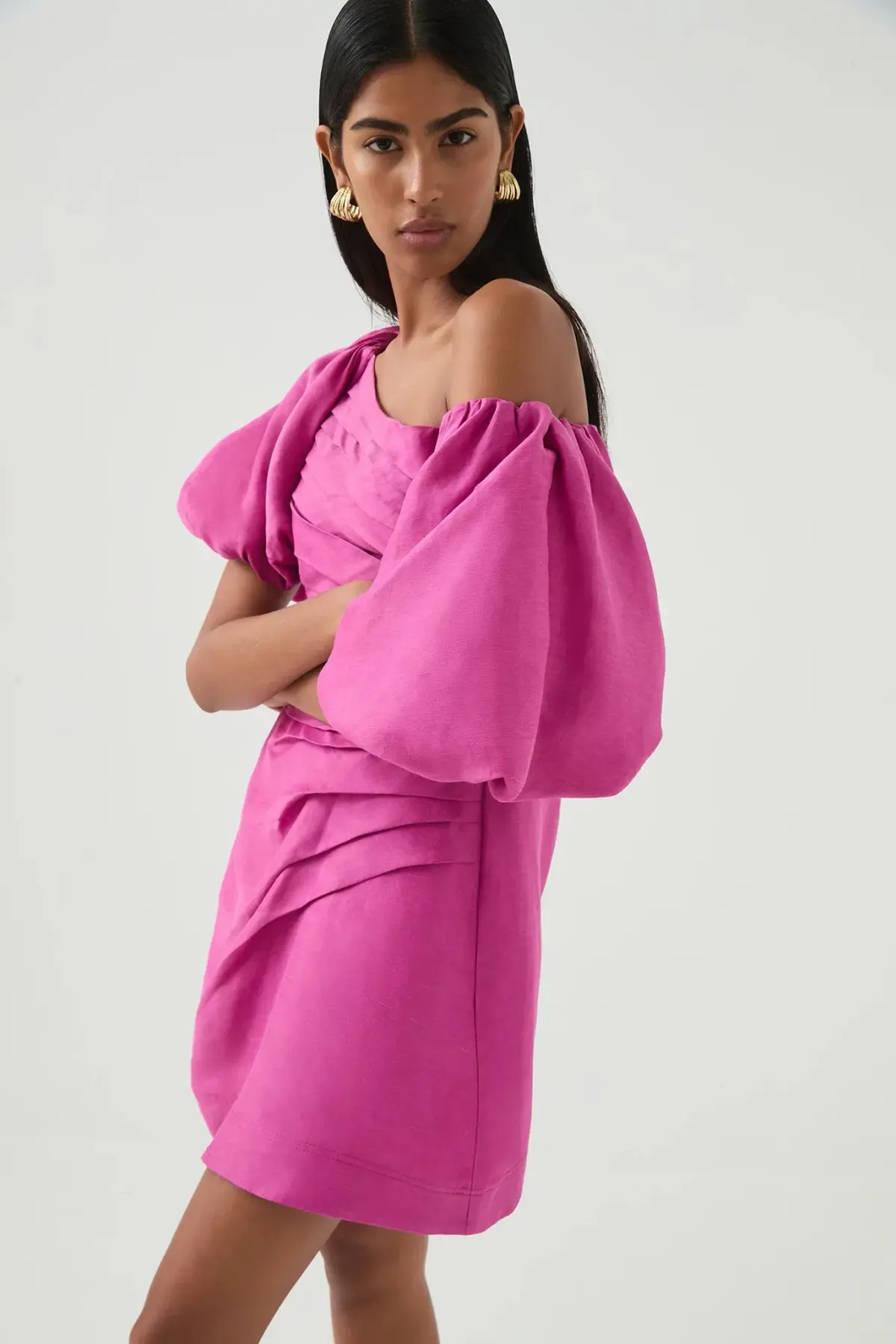Aje Cadence Ruched Mini Dress / Pink / Size 16 - Image 4