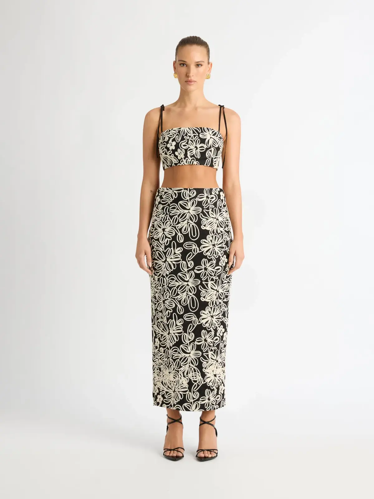 SHEIKE LUISA CROP TOP & LUISA MAXI SKIRT (SET) BLACK SIZE 18 - Image 1