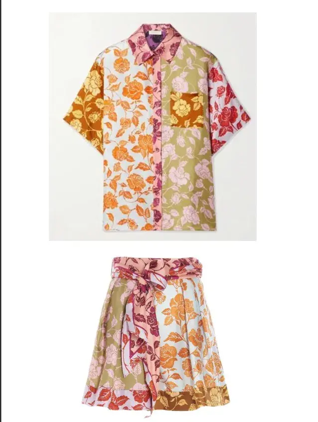 Zimmermann Lovestruck Spliced Shirt Shorts Set Silk Floral Size 1 / Au 10  - Image 3