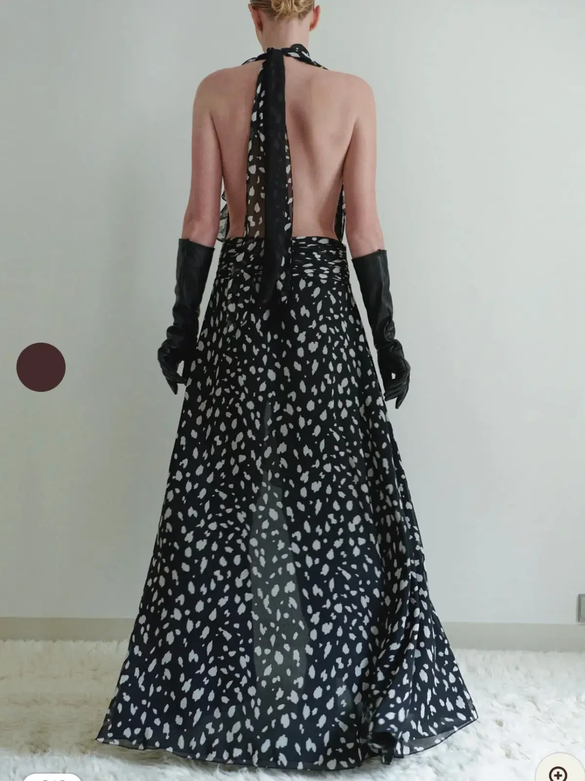 Leam Almes Dalmatian Print Chiffon Dress with Side Slit size 36 - Image 5
