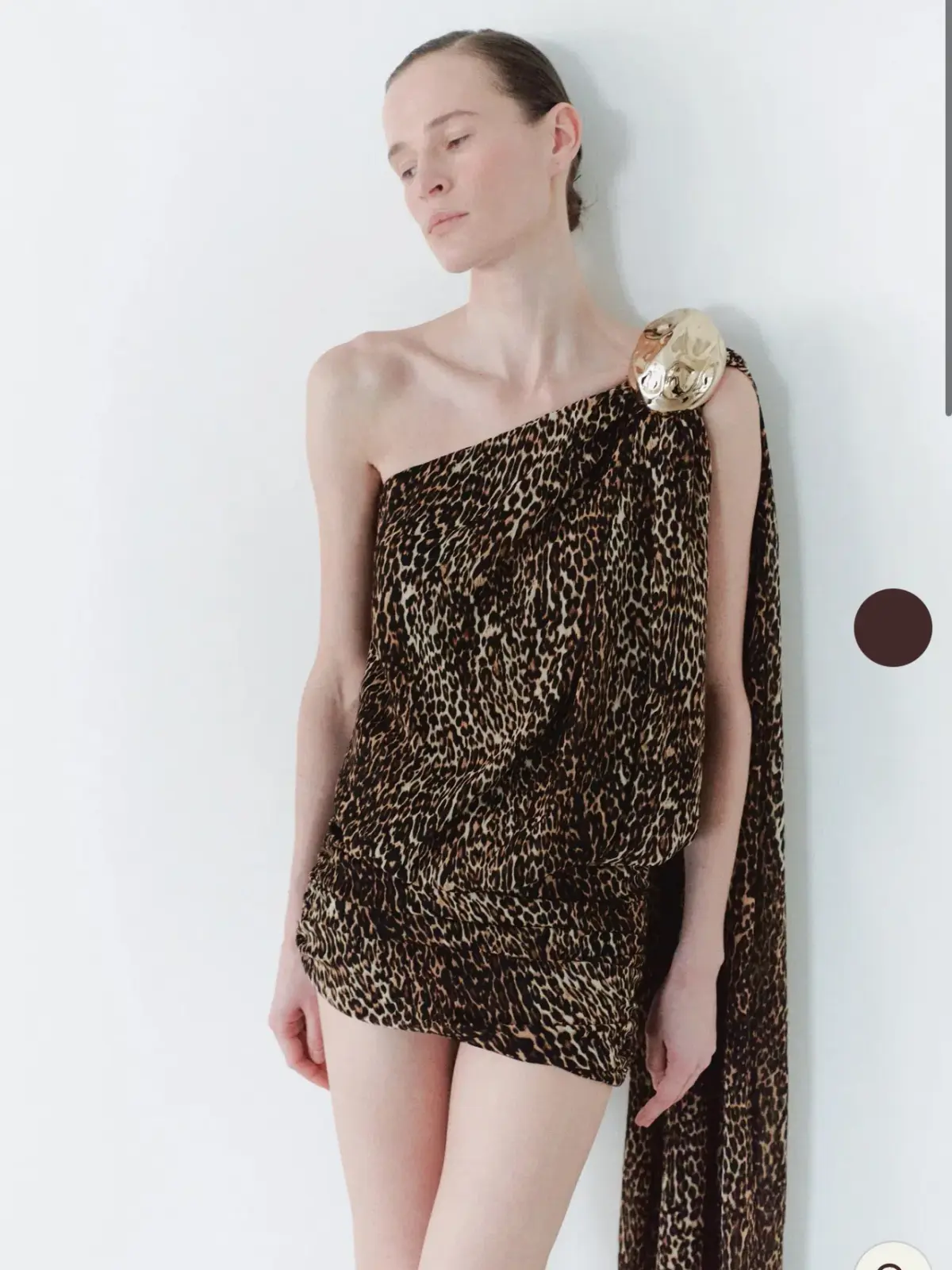 Leam Almes Leopard Print Chiffon Dress With Handmade Stone Detail size 36 - Image 3