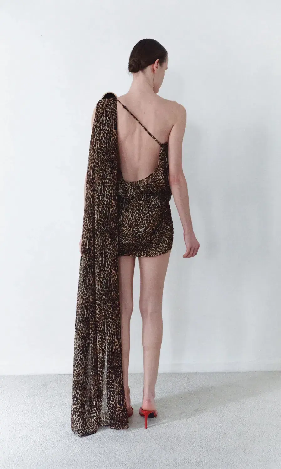 Leam Almes Leopard Print Chiffon Dress With Handmade Stone Detail size 36 - Image 4