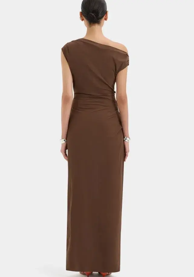 Sir Sol Off Shoulder Gown in Mocha Size 2/10 - Image 3