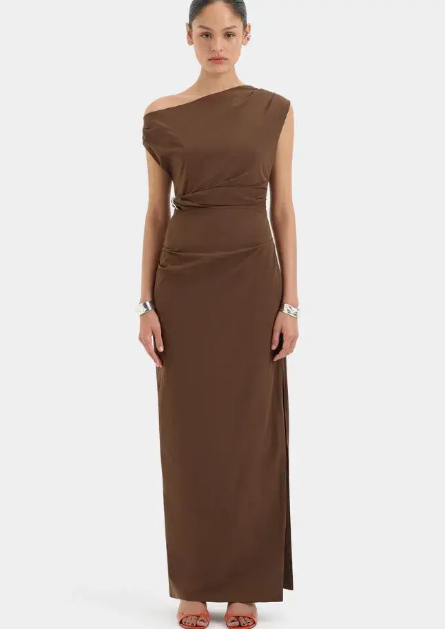 Sir Sol Off Shoulder Gown in Mocha Size 2/10 - Image 1