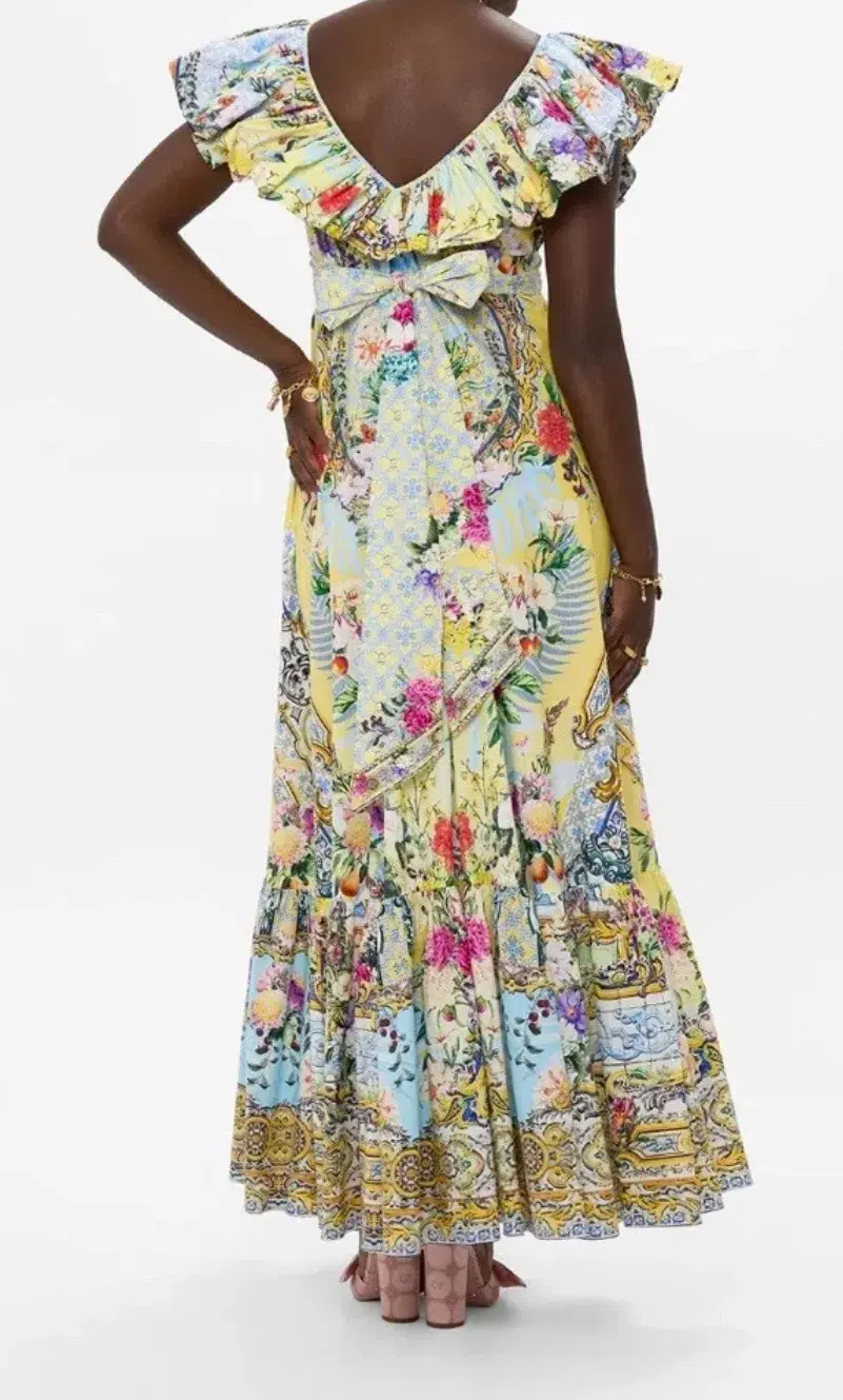 Camilla Frill Neck Dress With Hardware Flor Fantástica Size M/L Yellow  - Image 3