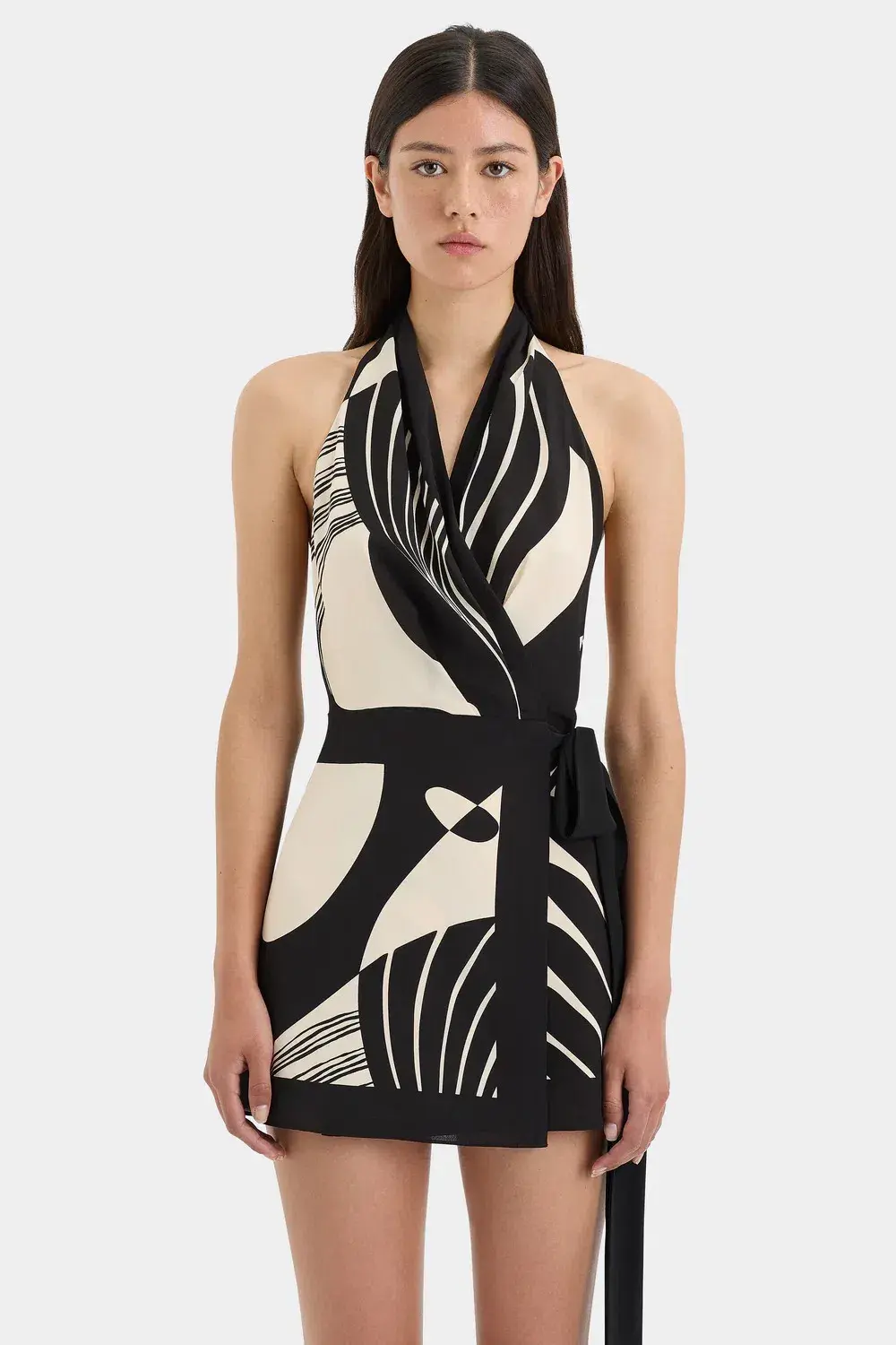 SIR THE LABEL REALISME WRAP HALTER MINI DRESS / SIZE 8 - Image 1