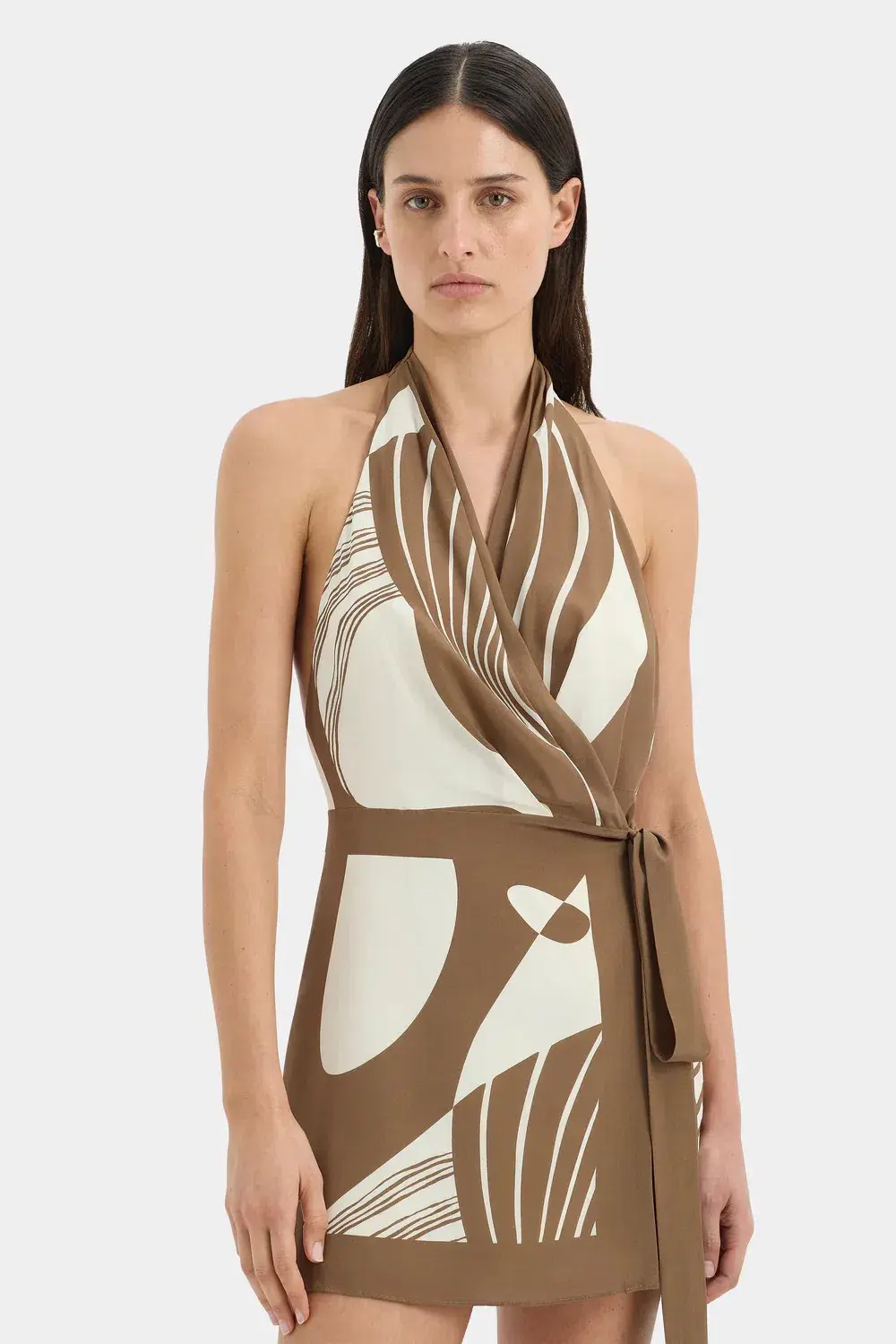 ALMARA WRAP HALTER MINI DRESS / SIZE 8 - Image 3