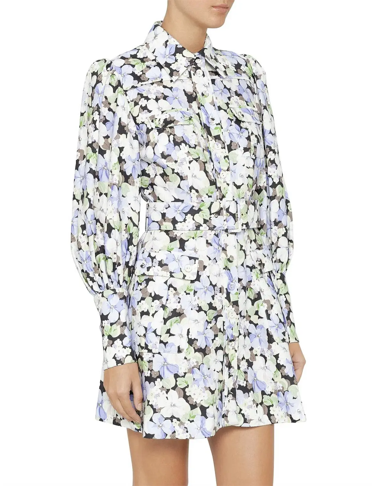 Zimmermann Ninety Six Shirt Dress Pansy prints Size 0 AU8 US 4 IT 40 FR 36 - Image 3