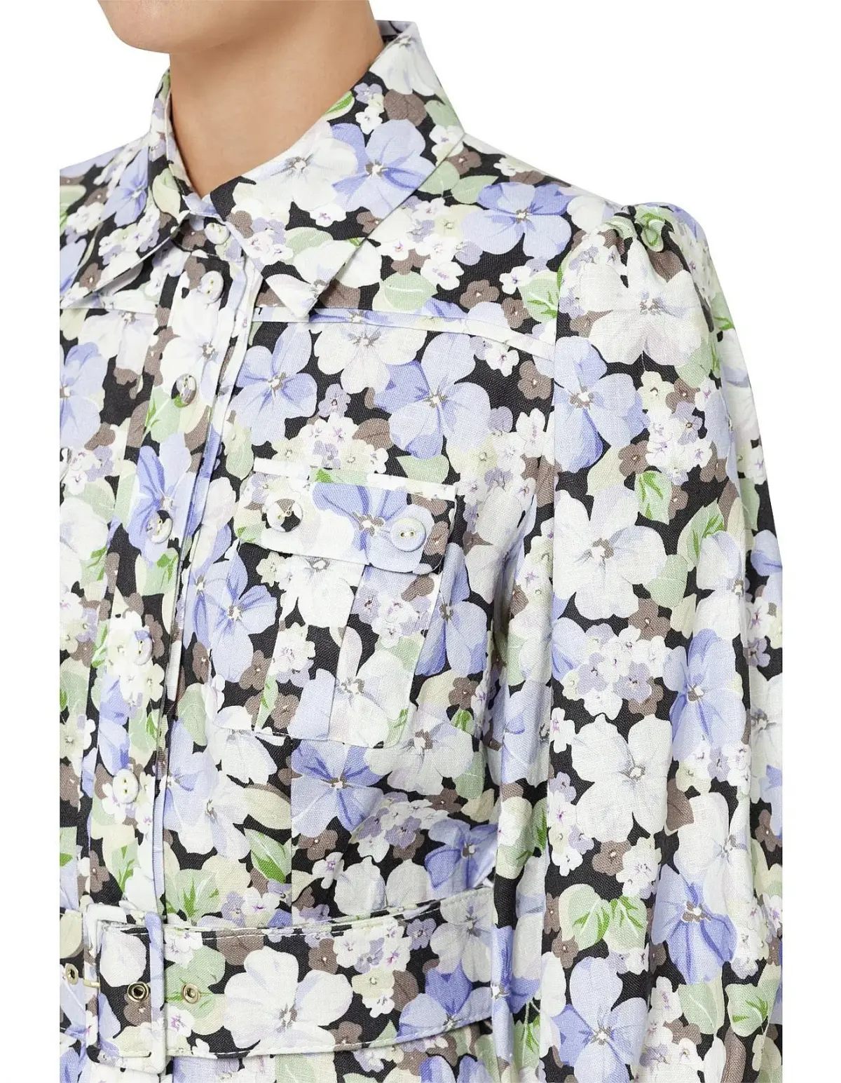 Zimmermann Ninety Six Shirt Dress Pansy prints Size 0 AU8 US 4 IT 40 FR 36 - Image 5