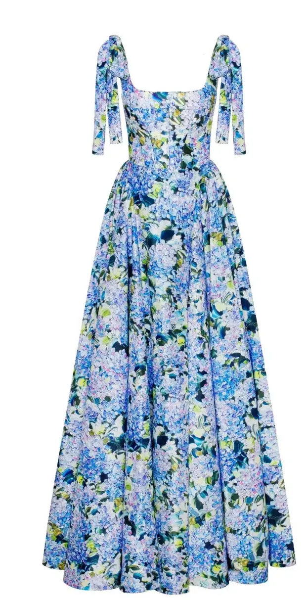 Milla Blue Hydrangea Strapped Maxi Dress size 10/M - Image 2