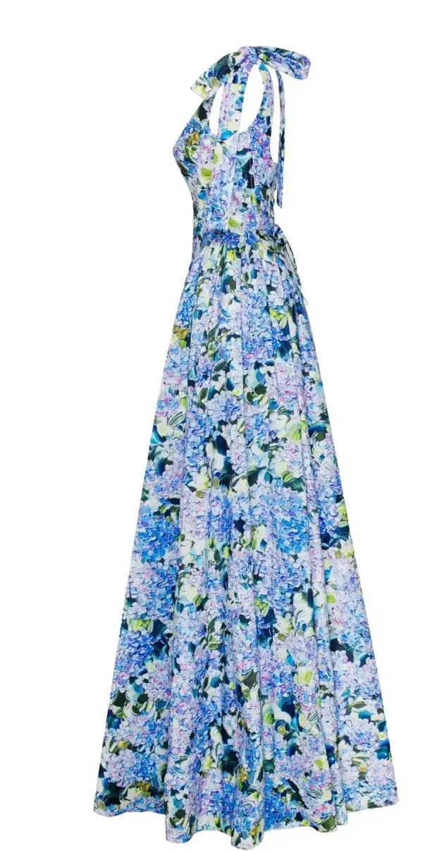 Milla Blue Hydrangea Strapped Maxi Dress size 10/M - Image 3