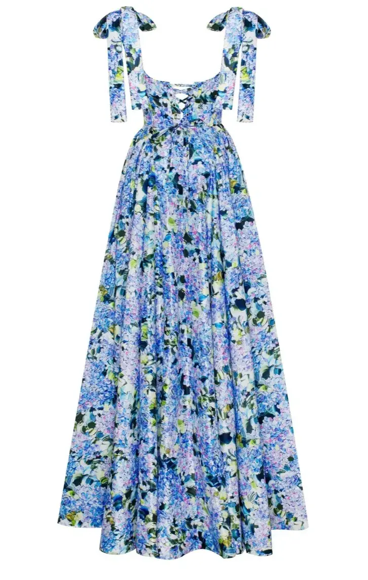 Milla Blue Hydrangea Strapped Maxi Dress size 10/M - Image 4